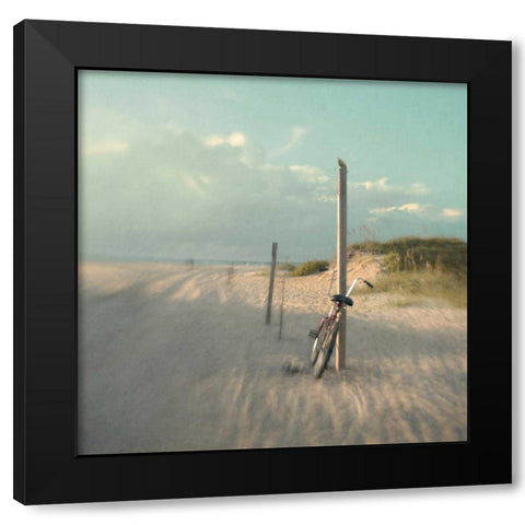 Biking on Ocracoke Black Modern Wood Framed Art Print by Hanna, Dawn D.