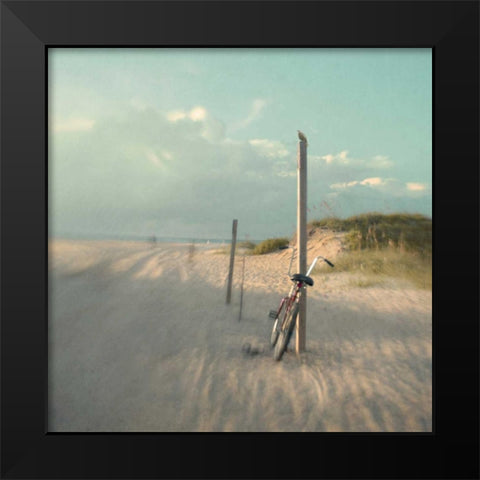 Biking on Ocracoke Black Modern Wood Framed Art Print by Hanna, Dawn D.