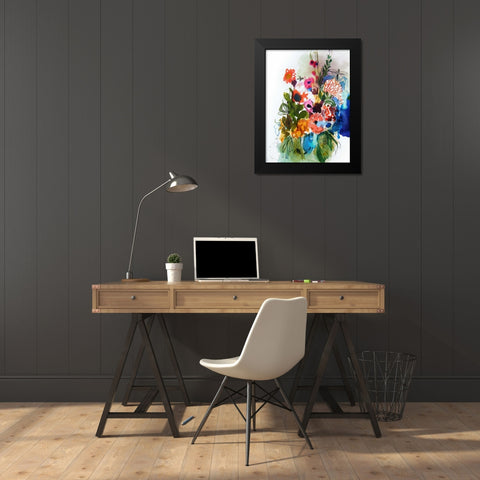 Flowers and Insects One Black Modern Wood Framed Art Print by Hamidieli, Fotini