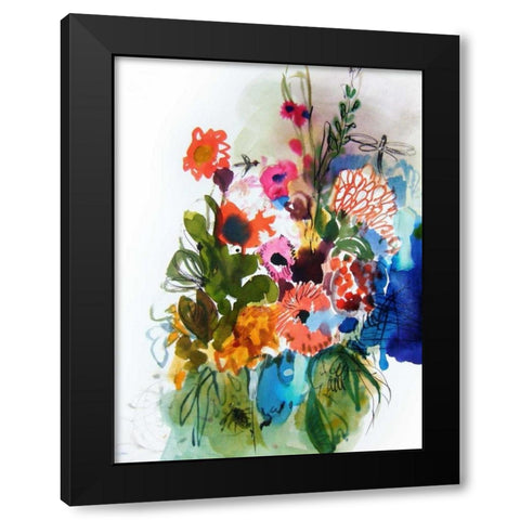 Flowers and Insects One Black Modern Wood Framed Art Print with Double Matting by Hamidieli, Fotini