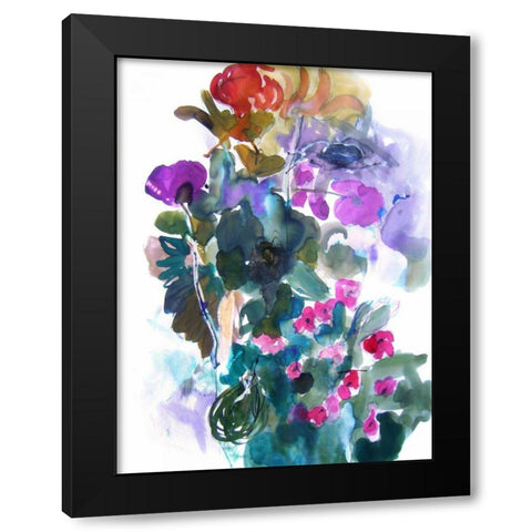Flowers and Insects Two Black Modern Wood Framed Art Print by Hamidieli, Fotini