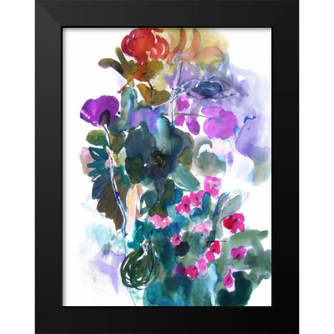 Flowers and Insects Two Black Modern Wood Framed Art Print by Hamidieli, Fotini