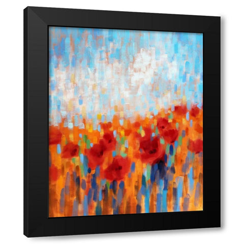 Poppy Walk Black Modern Wood Framed Art Print by Hardy, Claire