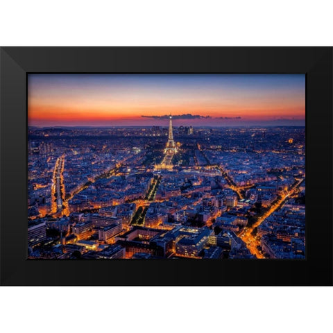 City Lights Black Modern Wood Framed Art Print by Herrera, H.J.