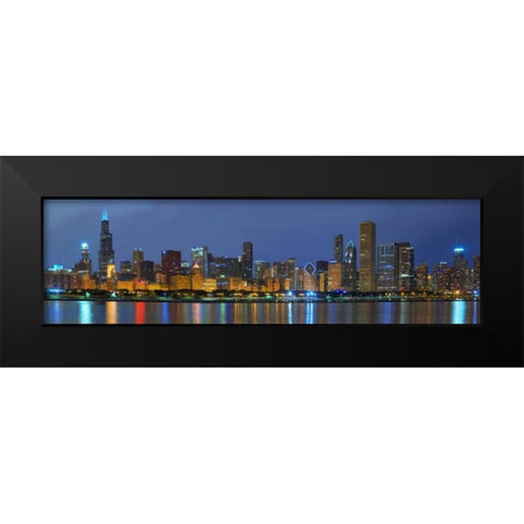 Chicago Skyline Black Modern Wood Framed Art Print by Hiers, Winthrope