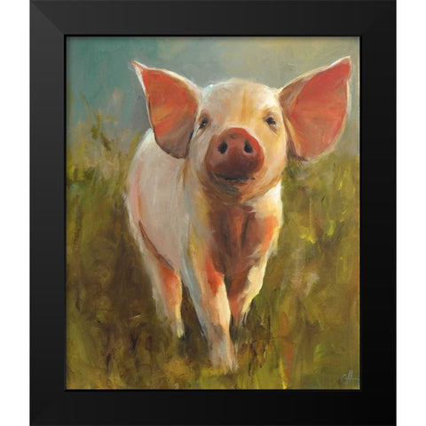Morning Pig Black Modern Wood Framed Art Print by Humphry, Cari J.