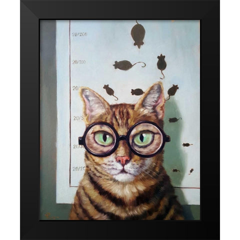 Feline Cat Exam Black Modern Wood Framed Art Print by Heffernan, Lucia