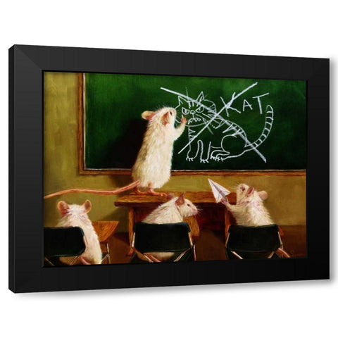 When the Cat Is Away Black Modern Wood Framed Art Print with Double Matting by Heffernan, Lucia