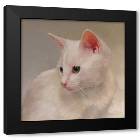 White Kitten Black Modern Wood Framed Art Print by Hoeptner, Diane