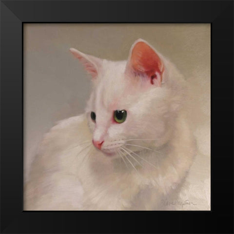 White Kitten Black Modern Wood Framed Art Print by Hoeptner, Diane