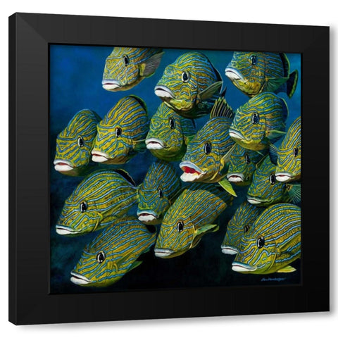 Shoal of Grunts Black Modern Wood Framed Art Print by Henderson, Jan