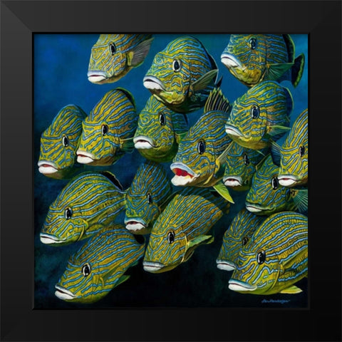 Shoal of Grunts Black Modern Wood Framed Art Print by Henderson, Jan