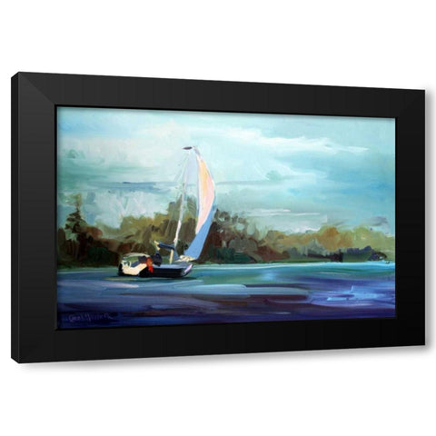 Sailboat Black Modern Wood Framed Art Print with Double Matting by Hallock, Carol