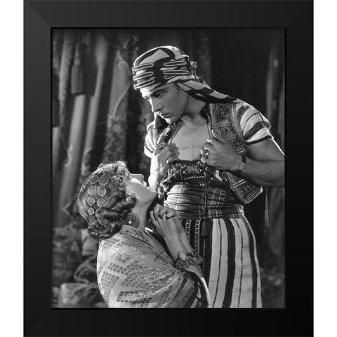 Rudolph Valentino The Son of the Sheik with Vilma Banky Black Modern Wood Framed Art Print by Unknown