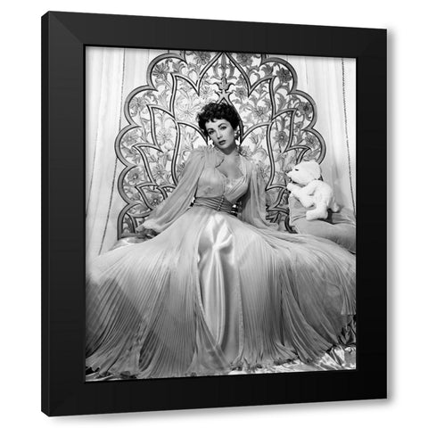 Elizabeth Taylor 1951 Glamour Shoot Black Modern Wood Framed Art Print with Double Matting by Unknown