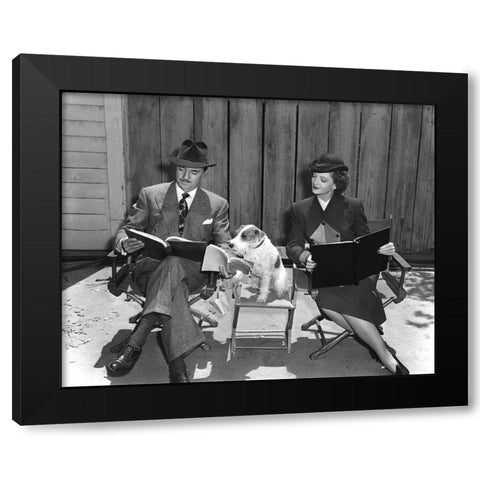 The Thin Man William Powell, Myrna Loy and Asta Black Modern Wood Framed Art Print with Double Matting by Unknown