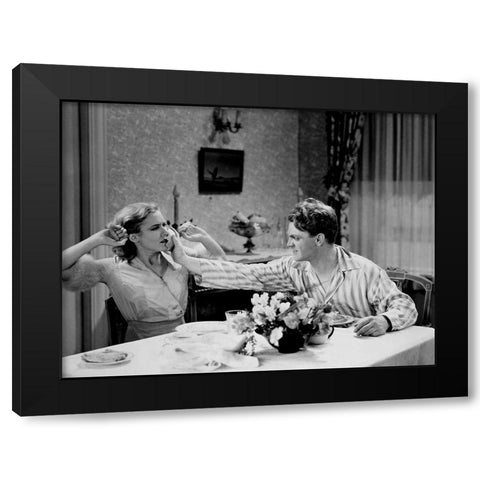James Cagney and Mae Clark Public Enemy 1931 Black Modern Wood Framed Art Print by Unknown