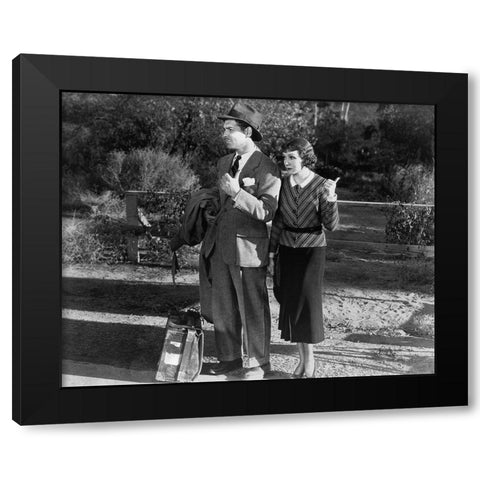 Clark Gable and Claudette Colbert 1934 It Happened One Night Black Modern Wood Framed Art Print by Unknown
