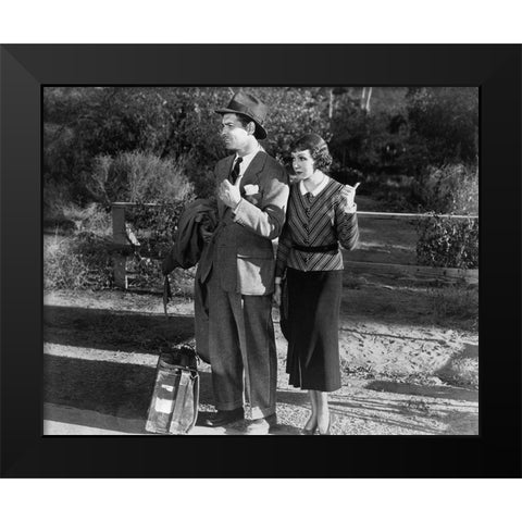 Clark Gable and Claudette Colbert 1934 It Happened One Night Black Modern Wood Framed Art Print by Unknown