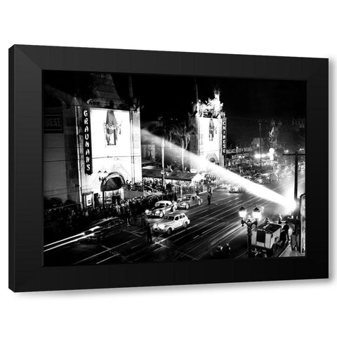 Graumans Chinese Theatre Hollywood Blvd. 1944 Black Modern Wood Framed Art Print with Double Matting by Unknown