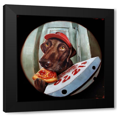 Pupperoni Black Modern Wood Framed Art Print by Heffernan, Lucia