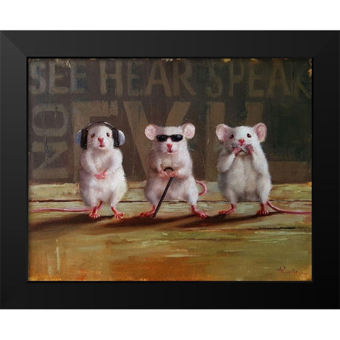 Three Wise Mice Black Modern Wood Framed Art Print by Heffernan, Lucia