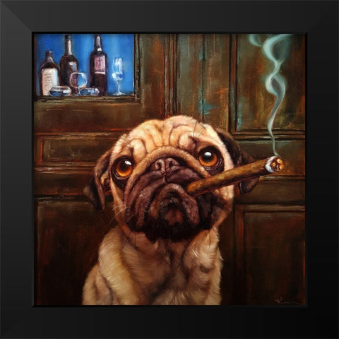 Uptown Pug Black Modern Wood Framed Art Print by Heffernan, Lucia