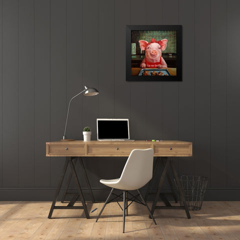 Gingerbread Pigs Black Modern Wood Framed Art Print by Heffernan, Lucia