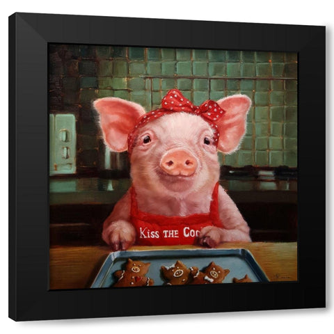 Gingerbread Pigs Black Modern Wood Framed Art Print by Heffernan, Lucia