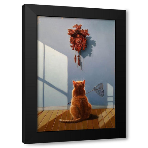 A Timely Lunch Black Modern Wood Framed Art Print with Double Matting by Heffernan, Lucia