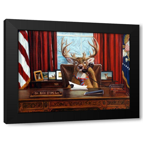 The Buck Stops Here Black Modern Wood Framed Art Print with Double Matting by Heffernan, Lucia
