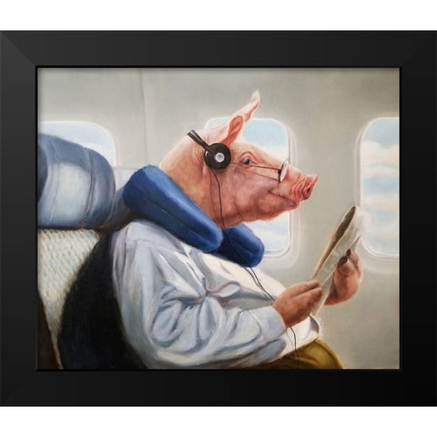 When Pigs Fly No. 2 Black Modern Wood Framed Art Print by Heffernan, Lucia