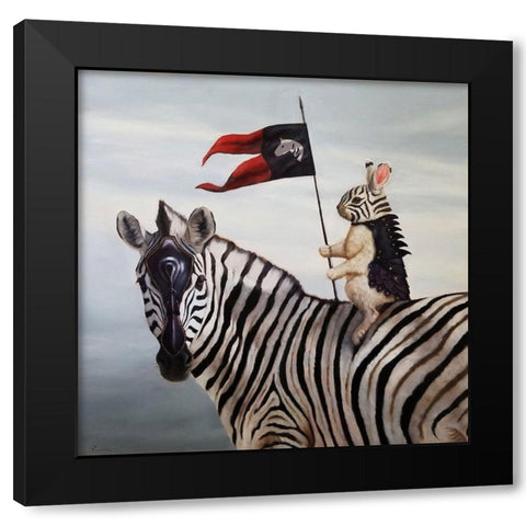 Striped Warrior Black Modern Wood Framed Art Print by Heffernan, Lucia