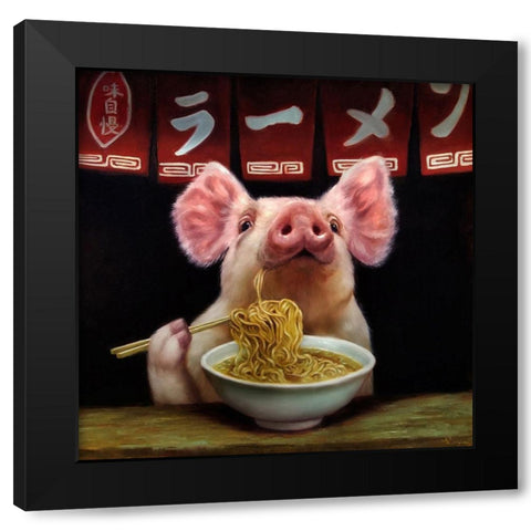 Oodles of Noodles Black Modern Wood Framed Art Print by Heffernan, Lucia