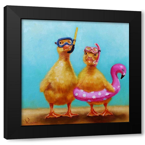 Pool Party Black Modern Wood Framed Art Print with Double Matting by Heffernan, Lucia