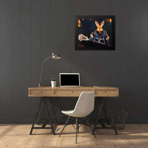 Game Face No. 2 Black Modern Wood Framed Art Print by Heffernan, Lucia