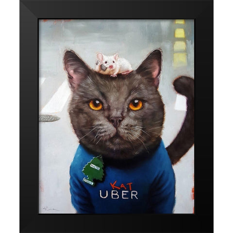Cat Uber Black Modern Wood Framed Art Print by Heffernan, Lucia