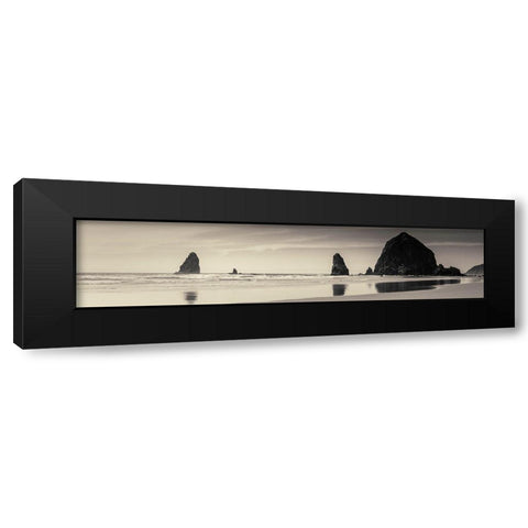 Haystack Rock Black Modern Wood Framed Art Print by Horsfall, Gary
