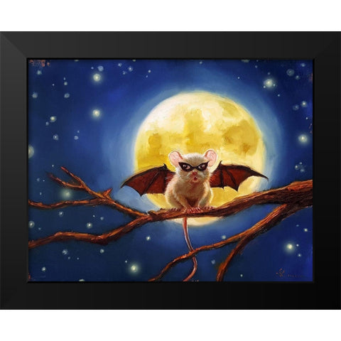 Fledemaus Black Modern Wood Framed Art Print by Heffernan, Lucia