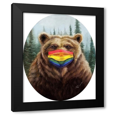 Bear Pride Black Modern Wood Framed Art Print with Double Matting by Heffernan, Lucia