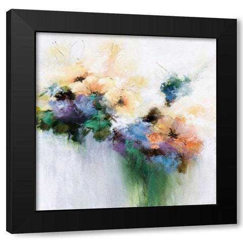 Flower Patterns Black Modern Wood Framed Art Print by Hale, Karen