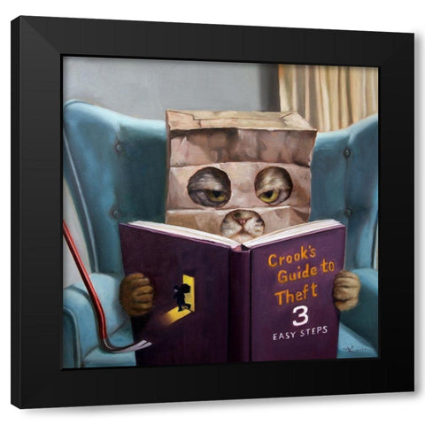 Cat Burglar Black Modern Wood Framed Art Print by Heffernan, Lucia