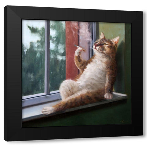 Rainy Day Blues Black Modern Wood Framed Art Print with Double Matting by Heffernan, Lucia