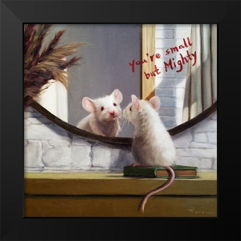 Mighty Mouse Black Modern Wood Framed Art Print by Heffernan, Lucia