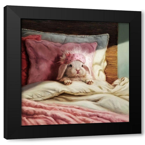Bed Hare Black Modern Wood Framed Art Print with Double Matting by Heffernan, Lucia