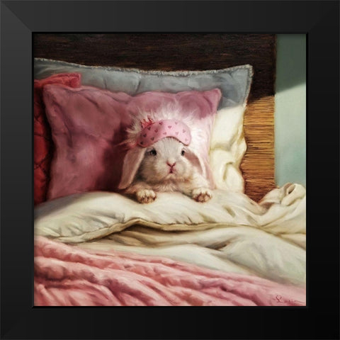 Bed Hare Black Modern Wood Framed Art Print by Heffernan, Lucia