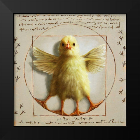 Vitruvian Chick Black Modern Wood Framed Art Print by Heffernan, Lucia