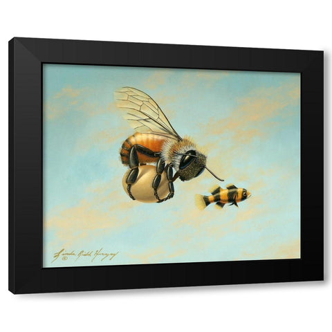Beeing Egg Snatched Black Modern Wood Framed Art Print by Herzog, Linda Ridd