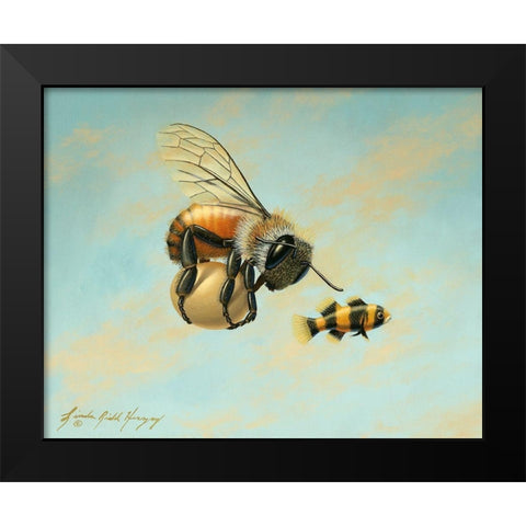 Beeing Egg Snatched Black Modern Wood Framed Art Print by Herzog, Linda Ridd