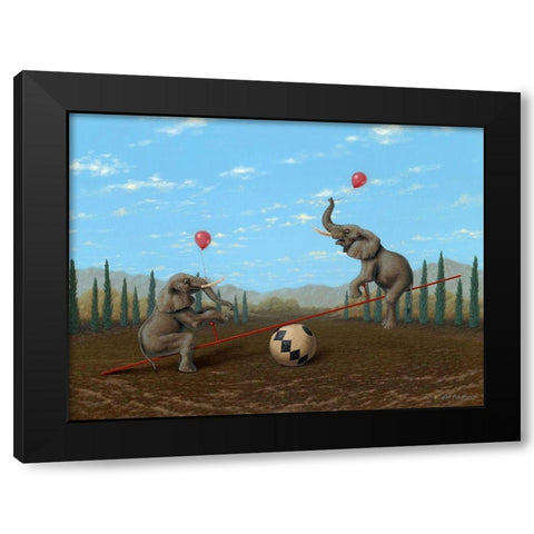 Ed Loves It When He Is Up Black Modern Wood Framed Art Print by Herzog, Linda Ridd